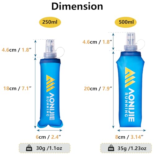 JEELAD Soft Folding Water Bottles TPU Collapsible Flask Hydration Pack Ideal for Running Hiking Cycling Outdoor - color: 500ml / 16.9oz - G - Pack of 2