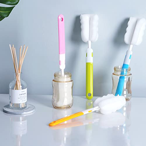 Bottle Brush 8PCS Sponge Cup Brush Set Cup Scrubber Brush Portable Long Handle Water Bottle Cleaner Brush for Baby Bottles Vacuum Flasks Mugs Glasswares (8PCS)