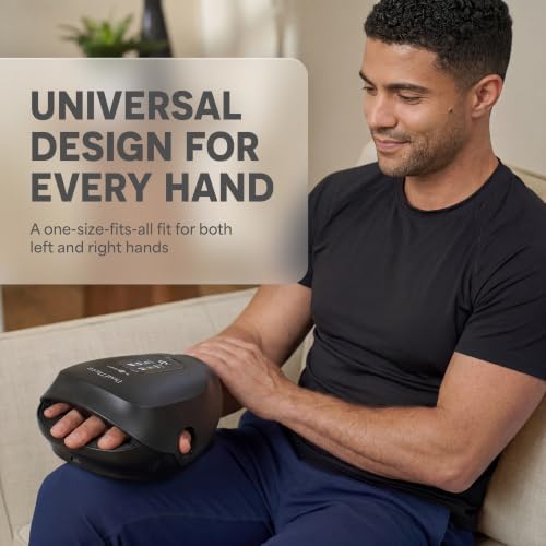 Lifepro DualThera Hand Massager – Finger Stretching, Heat & Compression - color: Black