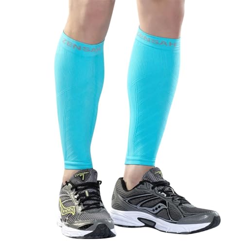 Zensah Running Leg Compression Sleeves - Shin Splint, Calf Compression Sleeve Men and Women - color: Aqua