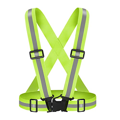 Reflective Vest Running Gear High Visibility Safety Vest Strap for Night - color: Fluorescent Yellow