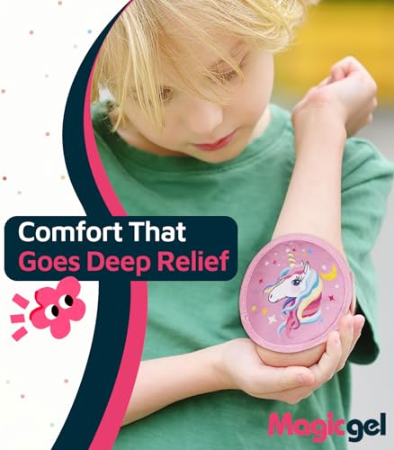 Magic Gel Kids Ice Packs for Boo Boos with Extra Adjustable Strap, 4 Pack Cute Mini Gel Ice Pack for Kids, Small Handheld Ice Packs, Hot Cold Therapy for Head Knee Elbow Bump Bruise- Mermaid & Unicorn - style: Mermaid & Unicorn