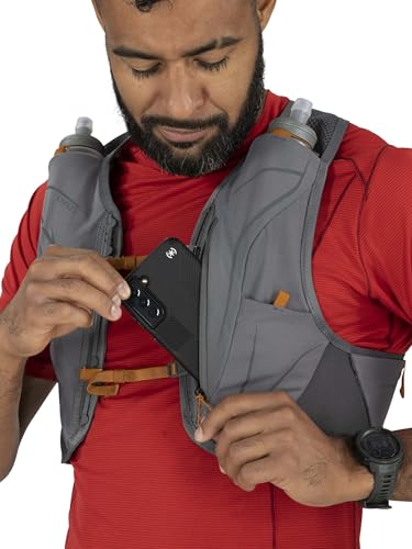 Osprey Duro LT Men's Running Hydration Vest with Hydraulics Soft Flasks - color: Phantom Grey/Toffee Orange