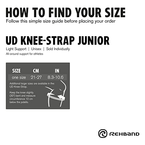 Rehband UD Knee Strap Junior, Colour:Black - 1 Pair, Size:One Size - color: Black - 1 Pair