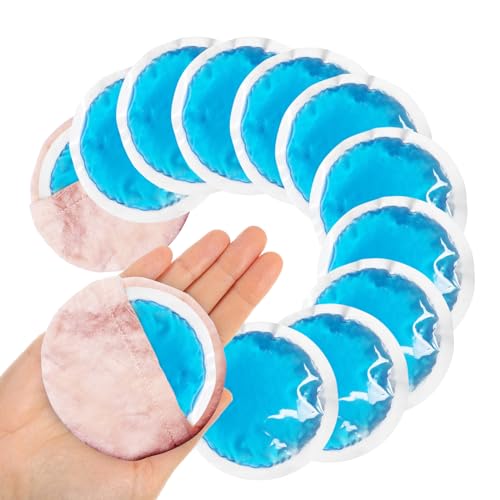 Small Round Ice Packs for Injuries, 12 Pack Soft Cosmetic Ice Packs for Face, Reusable Hot Cold Gel Pack Circular Cold Compress with 2 Wrap for Pain Relief, Toothaches, Breast Surgery, Wisdom Teeth - style: Small Round Ice Packs-4" X 4"