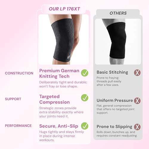 LP 176XT Target Compression Knee Sleeve for Injury Recovery, Men & Women - color: Pink, size: L
