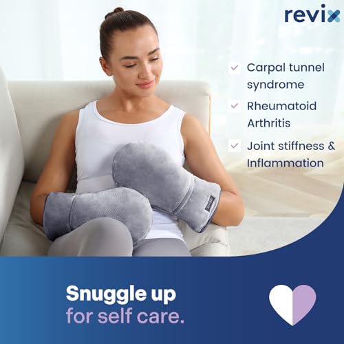 REVIX Microwavable Therapy Mittens Hand Warmers for Women & Men, Gray - color: Light Gray