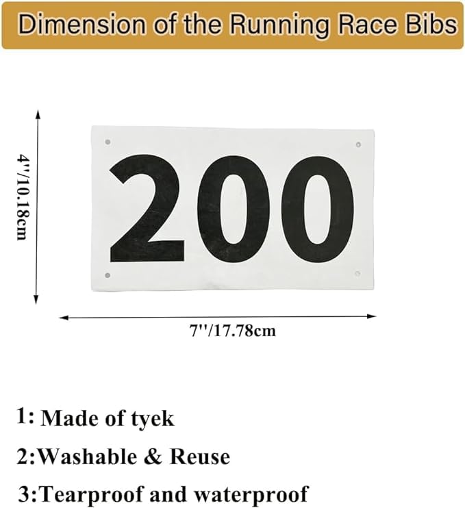 Running Race Bibs Large Numbers with Safety Pins for Marathon Race Events- Tyvek Tearproof Waterproof (401-500) - color: 401-500