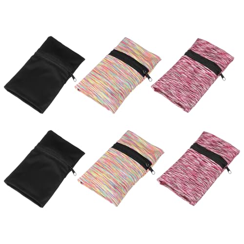 Wrist Pouch Wrist Wallet Wristband with Zipper - color: Black/Rainbow/Pink