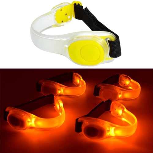 Premium LED Light Up Armband, Reflective Adjustable Wearable Silicone Running Belt Strap/Waterproof Glow in The Dark for Running Jogging Walking Cycling Concert Camping Outdoor Sports - color: Yellow - 2 Packs