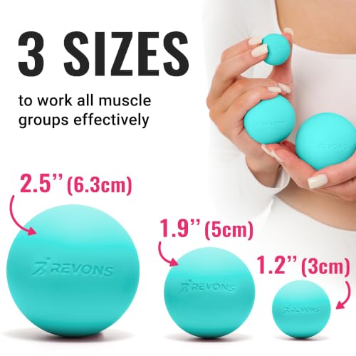3 in 1 Massage Ball Set – 2.5", 1.9" & 1.2" Firm Silicone Balls for Myofascial Release, Trigger Point Therapy, Back & Foot Pain Relief, Face Fitness, Yoga, Deep Tissue Recovery (Turquoise) - color: Turquoise