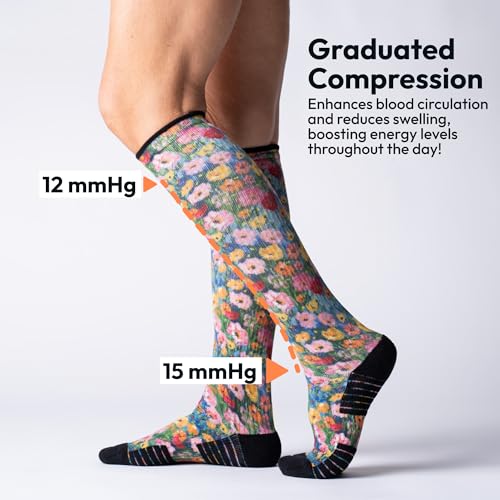 Viasox 3 Pack Compression Socks Women & Men, Circulation Support, 12-15mmHg Neuropathy (Brush Stroke, Medium) - color: Brush Stroke, size: Medium