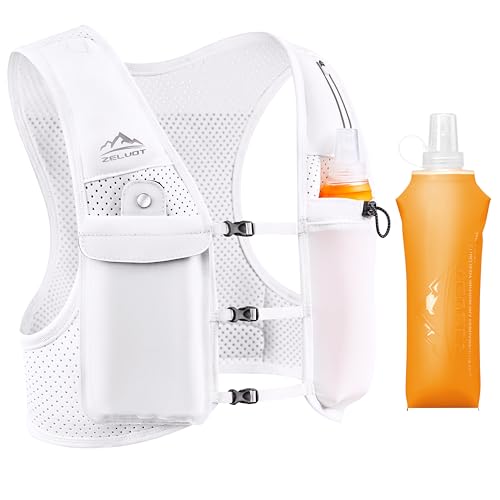 Zelvot Running Vest for Women Men, Touchscreen Phone Pocket - color: White, size: Medium-Large