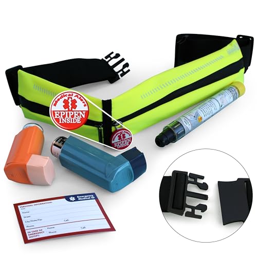 EpiPen Waist Belt with M.D.I. Inhaler - Lime Green