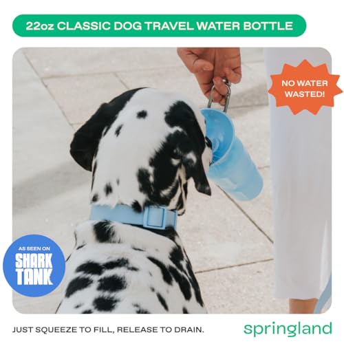 Springland Classic Portable Dog Water Bottle with Built-in Bowl, Sky Blue - color: Sky Blue, size: 22oz Classic