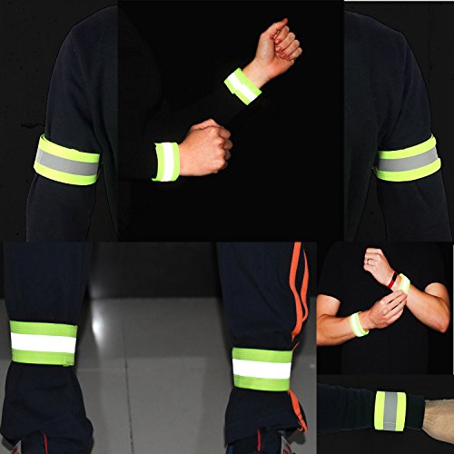 High Visibility Reflective Night Running Walking Elastic Strap Wristbands Ankle Bands Armbands Safety for Cycling Walking Running Camping Sports-Fits Women, Men & Kids - color: 8 Pairs / 16 Bands