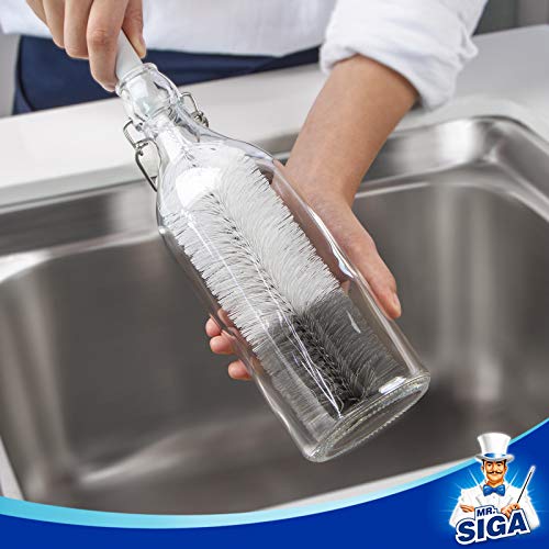 MR.SIGA 5 Pack Bottle Brush Cleaning Set with Storage Holder, White - size: 5.3 x 5.3 x 15.5 inch