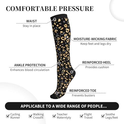 Patterned Knee High Socks for Women Men Athletic Running Travel Work - color: Classic Wild Cheetah