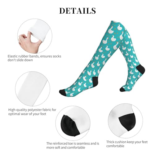 Hen Floral Compression Socks for Women Men - color: Cute Goose Dots