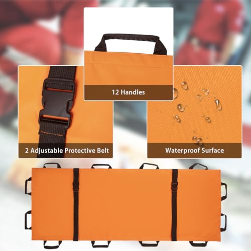 Emergency Patient & Large Dog Rescue Stretcher Gurney, 400 lbs - color: Orange, size: One-Pack