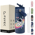 14 oz Insulated Water Bottle with Straw Lid and Handle,Navy Astronaut - color: Astronaut