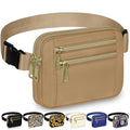 Capolo Fanny Packs for Women 4 Zip Pocket Crossbody Belt Bag Waist Bags - color: Khaki, size: Medium
