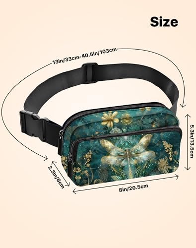 Dragonfly Fanny Pack Fashion Belt Bag Lightweight Waist Pouch with Adjustable Strap Mini Crossbody Bags for Women Travel Sports Running - color: Turquoise