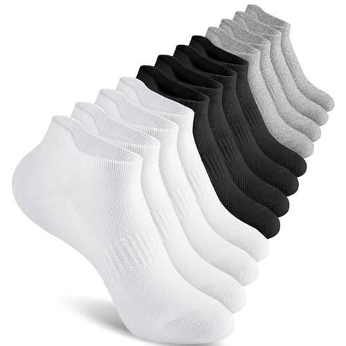 Walifrey Ankle Socks for Women, 6 Pairs Low Cut Athletic Socks - color: White/Black/Grey, size: 9-11