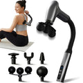 Massage Gun with Upgraded Extension Handle, Back Massager for Pain Relief Deep Tissue, 12MM Percussion Less-Shock Neck/Foot/Leg/Shoulder Massager, 9 Speed Levels & 5 Replaceable Heads (Space Silver) - color: Space Silver