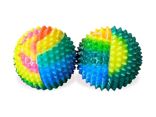 2X Spiky DBT Skill Balls | Magnetic Stress Relief Balls | Spiky Massage Balls for Relaxation, Tension Release, Focus & Mobility (Rainbow, 2 Inch) - color: Rainbow, size: 2 inches
