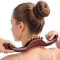 ONUEMP Sandalwood Gua Sha Muscle Knot Scraper with 17 Fascia Brass Beads - size: Sandalwood&Brass