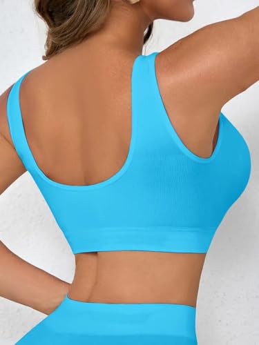 Boolavard Women's Seamless Sports Style Bra Crop Top Vest Stretch Shapewear - color: Aqua, size: X-Large