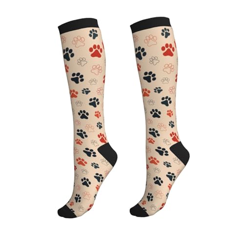 Crazy Fun Compression Socks, Unisex Knee High Support Socks - color: Paw Print