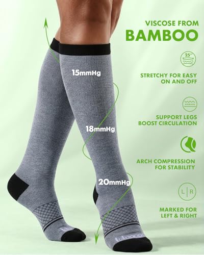 Cute Bamboo Viscose Compression Socks for Women - color: Gray Navy, size: Large-X-Large