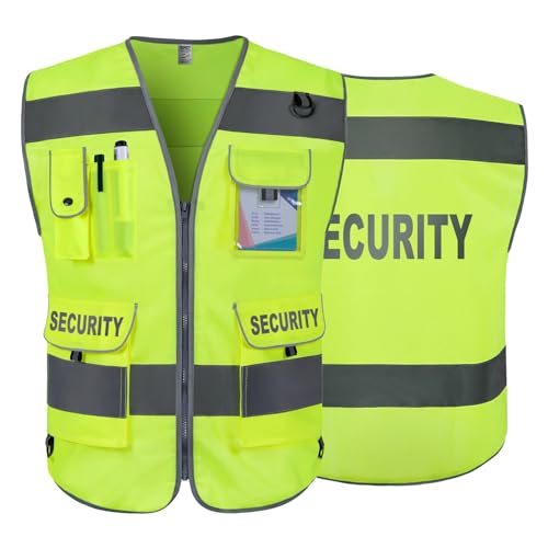 TCCFCCT Security Vest for Security Guard 9 Pockets Safety Vest, Yellow S - color: Yellow-bison 09, size: Small