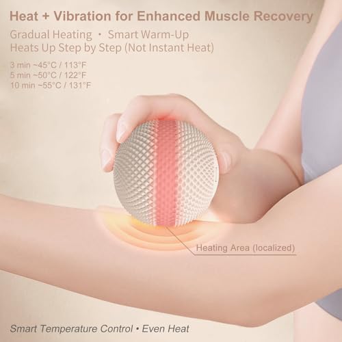 Vibrating Massage Ball with Heat, 7 Modes, 3.6 Inch, Apricot - color: Apricot