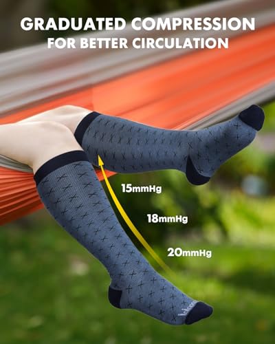 Bamboo Viscose Compression Socks for Women Men - color: Linear Geometric, size: XX-Large