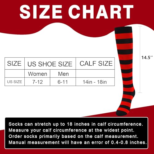 Junely Compression Socks for Women Knee High Striped Polka Dot Stockings - color: A3-red and Black