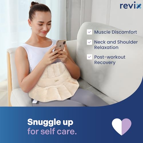 REVIX Microwave Heating Pad for Neck & Shoulders, Moist Heat Weighted Wrap - color: Beige