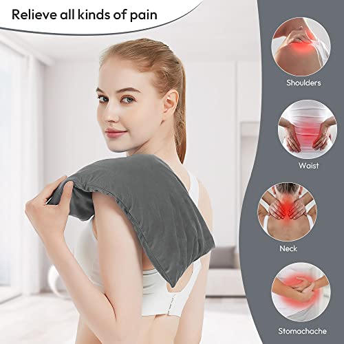 Microwavable Heating Pad with Washable Cover, 8 x 18 Microwave Heating Pad for Neck and Shoulders, Moist Heat Bean Bag Warm Compress for Knee, Joints, Wrist, Abdomen (Dark Gray) - color: 8 X 18" Dark Gray - 1 Pack