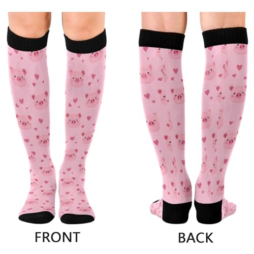 Wusikd Milk Cow Compression Socks for Women and Men Circulation Flowers Long Socks for Athletic Running 2 - color: Pig