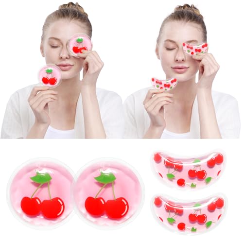 4PCS Gel Eye Ice Pack Set Reusable, Cold and Hot Compress for Eyes - color: Cherries