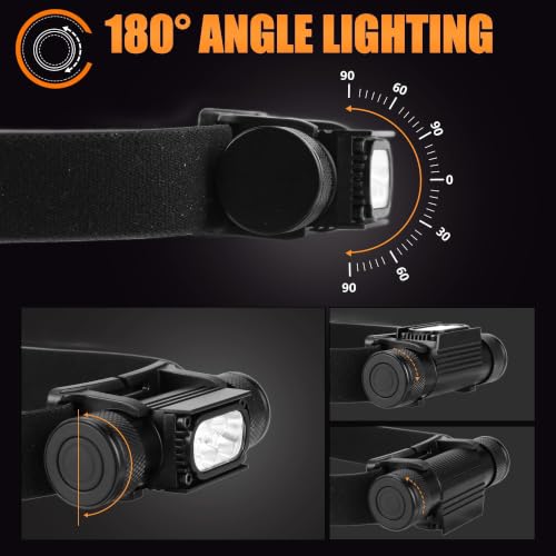 Rugtol Headlamp Rechargeable, 2000 Lumen Super Bright LED Head Lamps with Red Light, 2600 mAh Battery Powered Head Lights for Adults Outdoor Camping - size: 2000 Lumen with red