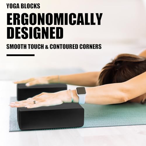 Septo 2 Pcs Yoga Blocks, 9x6x3 Inch Foam Blocks for Pilates - color: Black