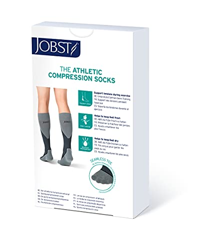 JOBST 7528902 Sport Compression Sock, Knee High, 15-20mmHg, White/Grey, Large - color: White/Grey, size: Large