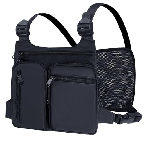 KINGSLONG Running Vest, Chest Bag for Men, Chest Pack, Hiking (C-Black) - color: C-Black