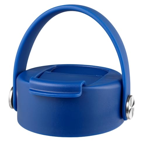 FLORAPELL Lid Compatible with Hydro Flask 12 16 18 20 32 40 OZ Wide Mouth, Flip Lid Replacement Lids with Flex Strap Handle, Leak-Proof Flask Cap for Hydro Flask Coffee Mug - color: Cobalt
