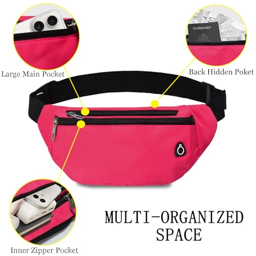 Fanny Pack for Women Men,Crossbody Water Resistant Sports Waist Bag Pack - color: 1pack-rosepink