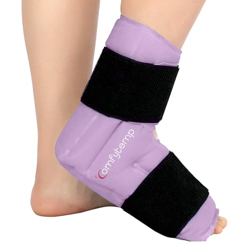 Comfytemp Ankle Foot Ice Pack Wrap, Ice Boot Gout Heel Ice Pack, Reusable - color: Purple 70, size: Large