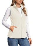 TACVASEN Women's Fleece Vest Outerwear Lightweight Sleeveless Zip Up Jacket - color: Beigewhite, size: Small